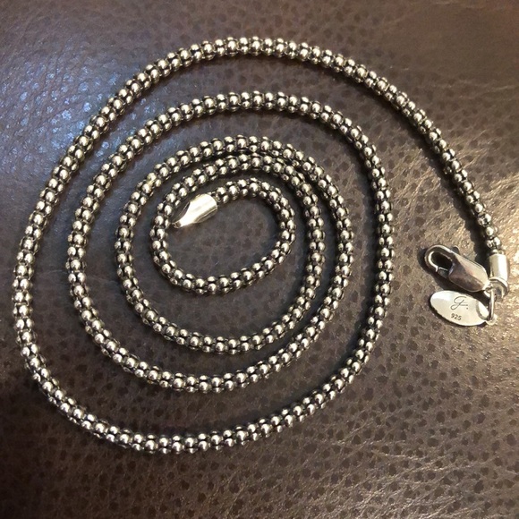 SAMUEL B Oxidized Silver Necklace Popcorn Chain 24 inches 3mm - Picture 4 of 15